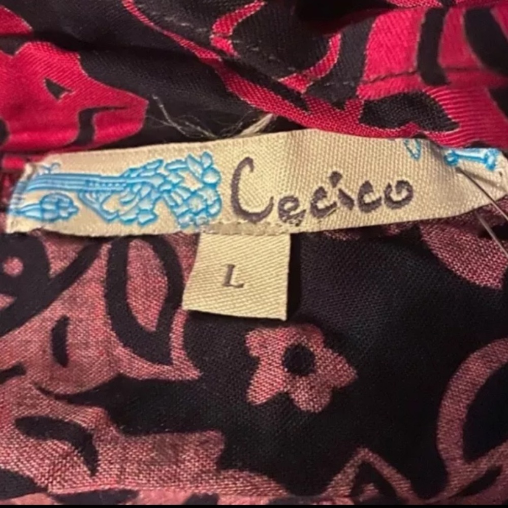 SOLD!!!  Nordstrom Cecico Pink & Black Short Sleeve Cardigan Blouse SZ Large - Picture 3 of 5